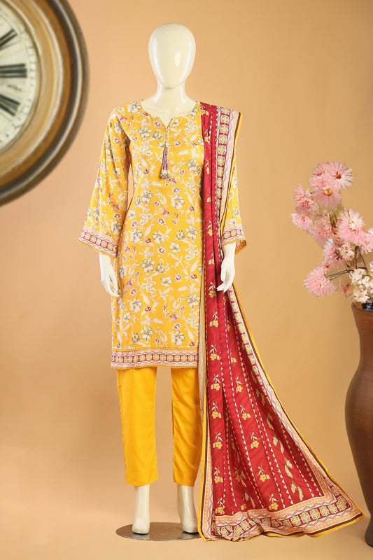Golden Gleam - 3 Piece Stitched Lawn Suit 15R1119
