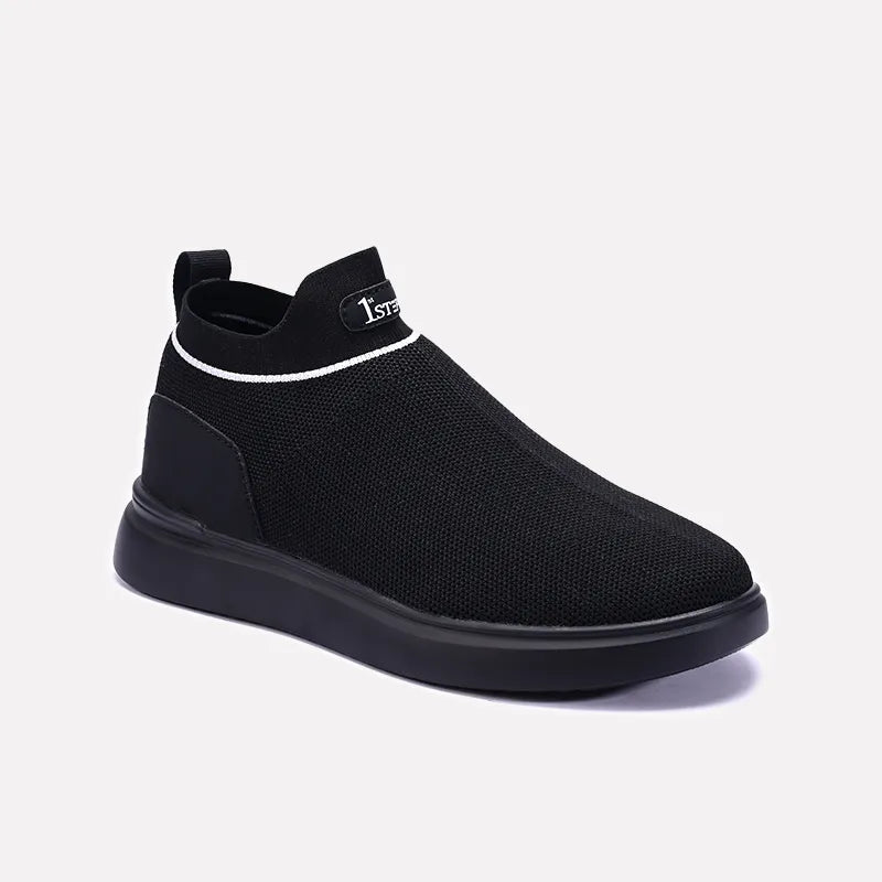 Black Ankle High Slip On Sneakers 0120570