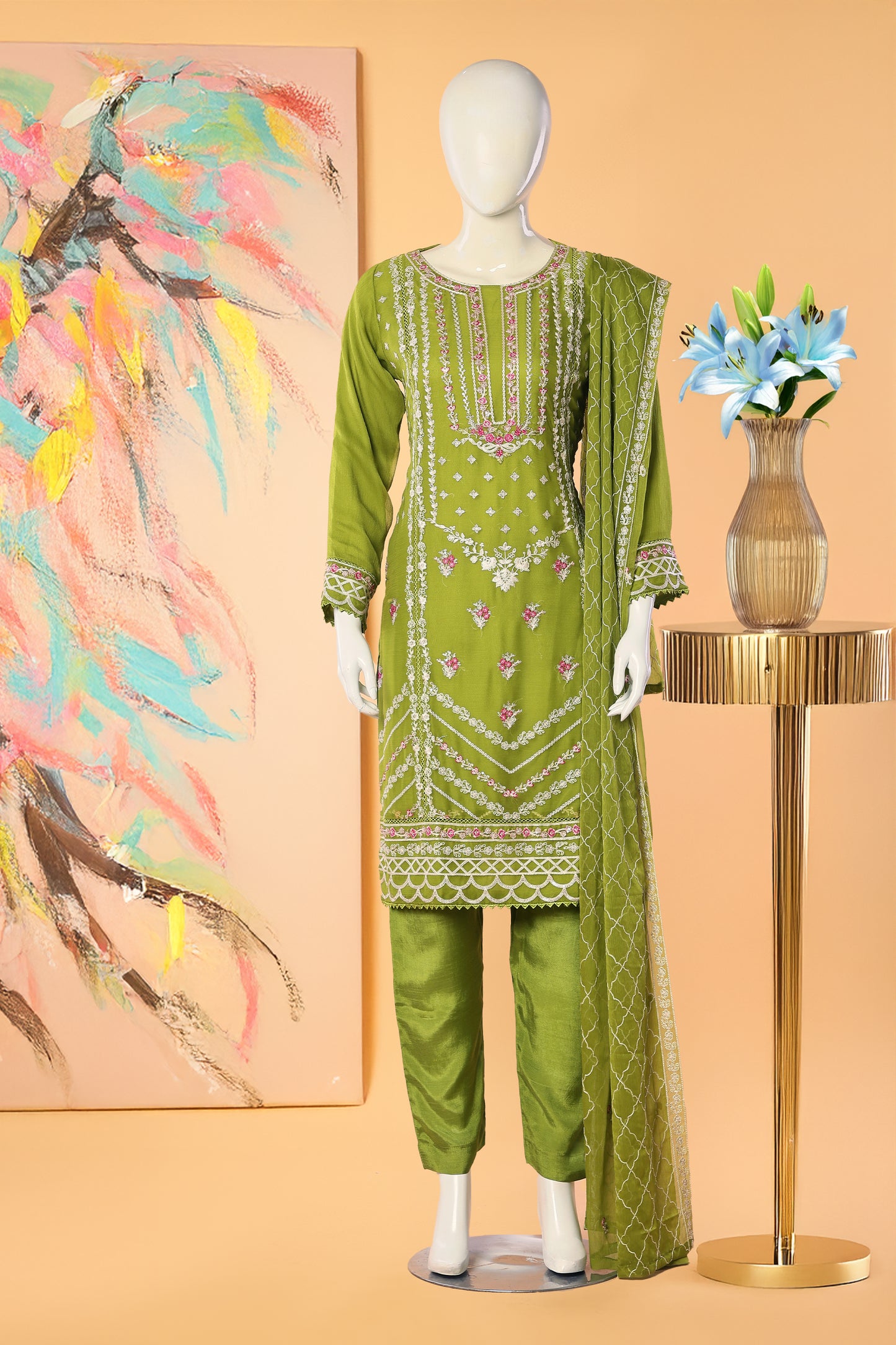 Roselit - 3 Piece Stitched Lawn Suit 15E1004