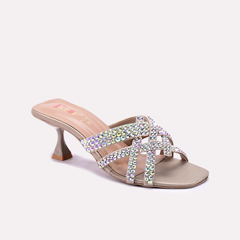 Gold Pointed Heel Slippers 0412718