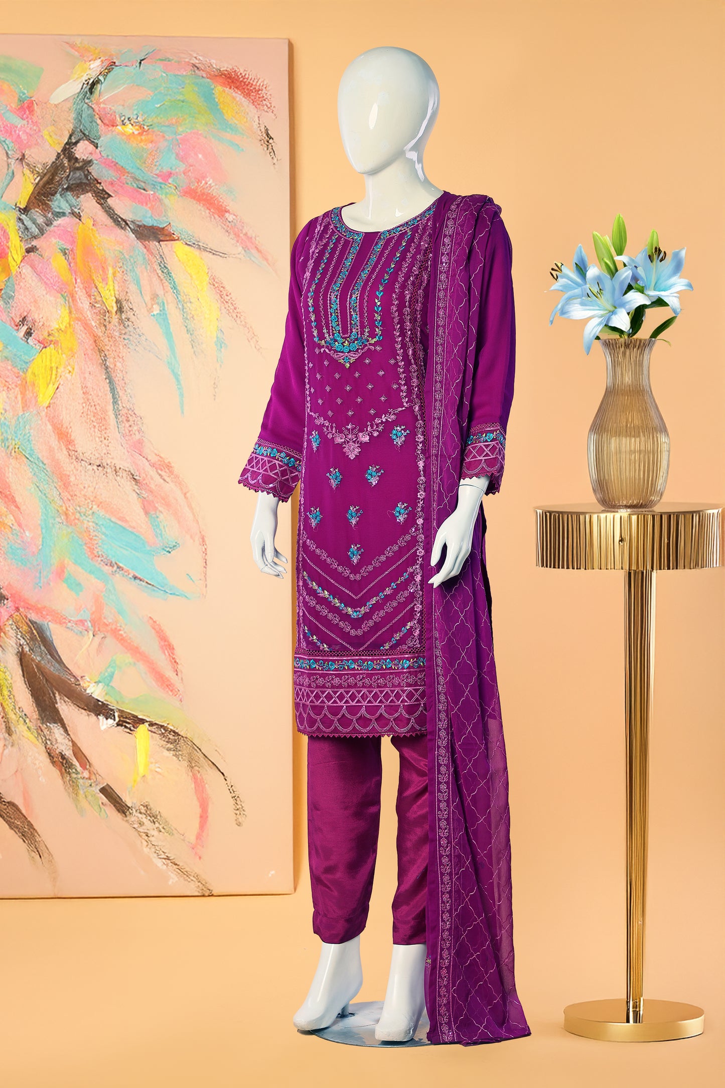 Estella - 3 Piece Stitched Lawn Suit 15E1004