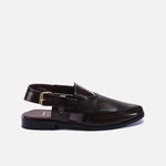 Brown Textured Peshawari Chappal 0141108