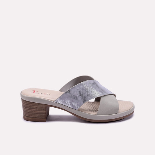 Womens Gray Heel Slippers