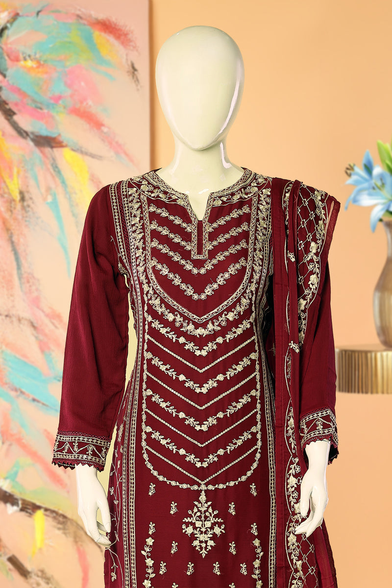 Afshan - 3 Piece Stitched Lawn Suit 15E1002