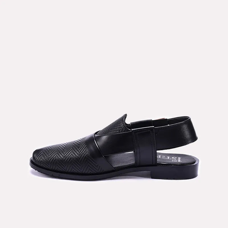 Black Perforated Peshawari Sandals 0140821