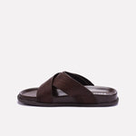 Brown Comfy Criss Cross Slippers for Men