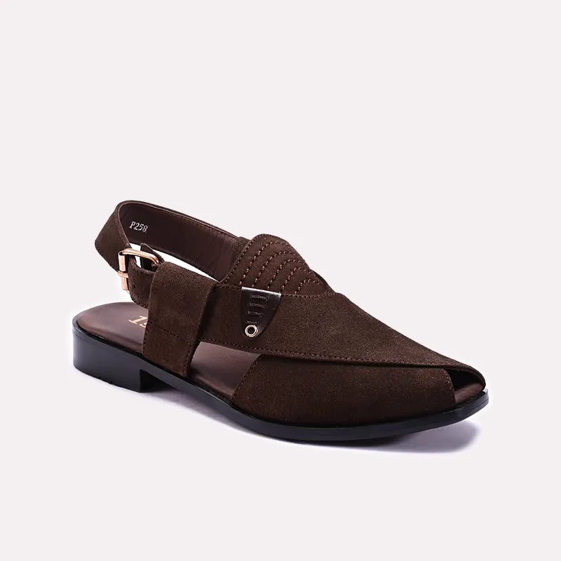 Brown Velvet Peshawari Chappals 0141154