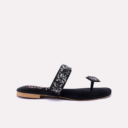 Black Fancy Flat Slippers 0412791