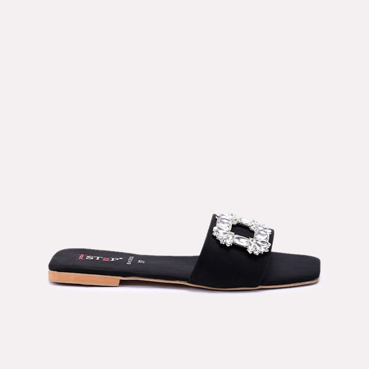 Black Fancy Flat Slippers 0412813