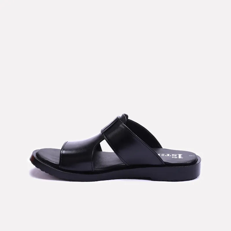 Black Leather Casual Slippers 0150947