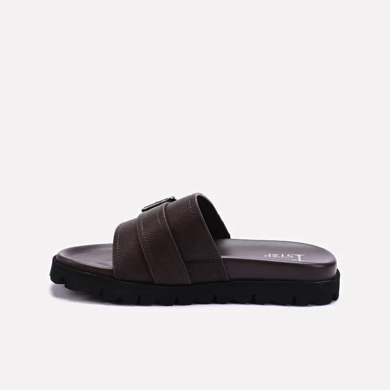 Mens Brown Casual Slides