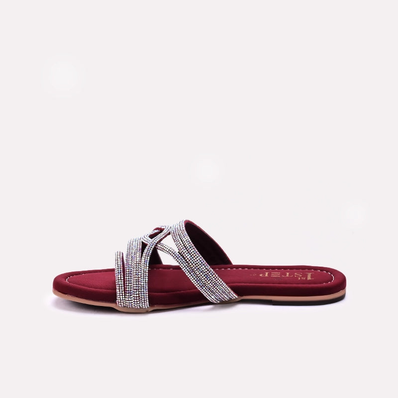 Maroon Womens Fancy Flats 0413177