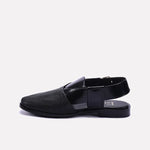 Black Textured Peshawari Chappal 0141108