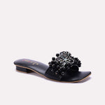 Black Fancy Flat Slippers 0413171