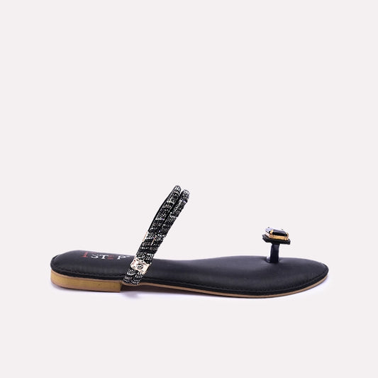 Black Fancy Flat Slippers 0412776