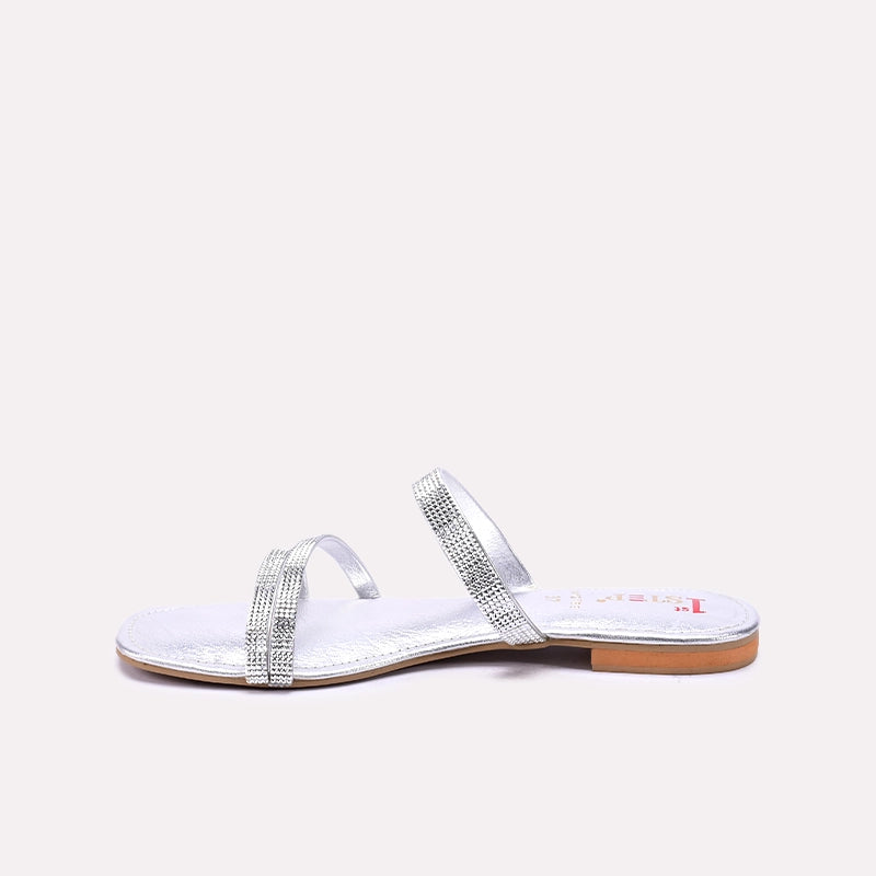 Silver Fancy Flat Slippers 0412789