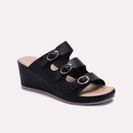 Black Casual Wedge Slippers 0413265