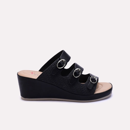 Black Casual Wedge Slippers 0413265