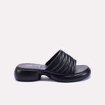 Womens Black Chunky Casual Slippers