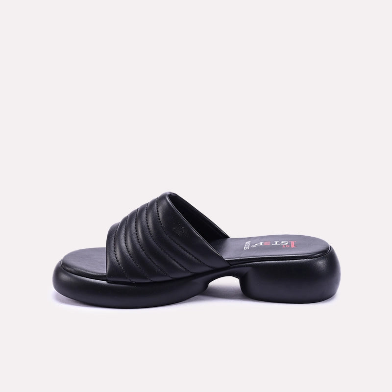 Black Chunky Casual Slippers for Women