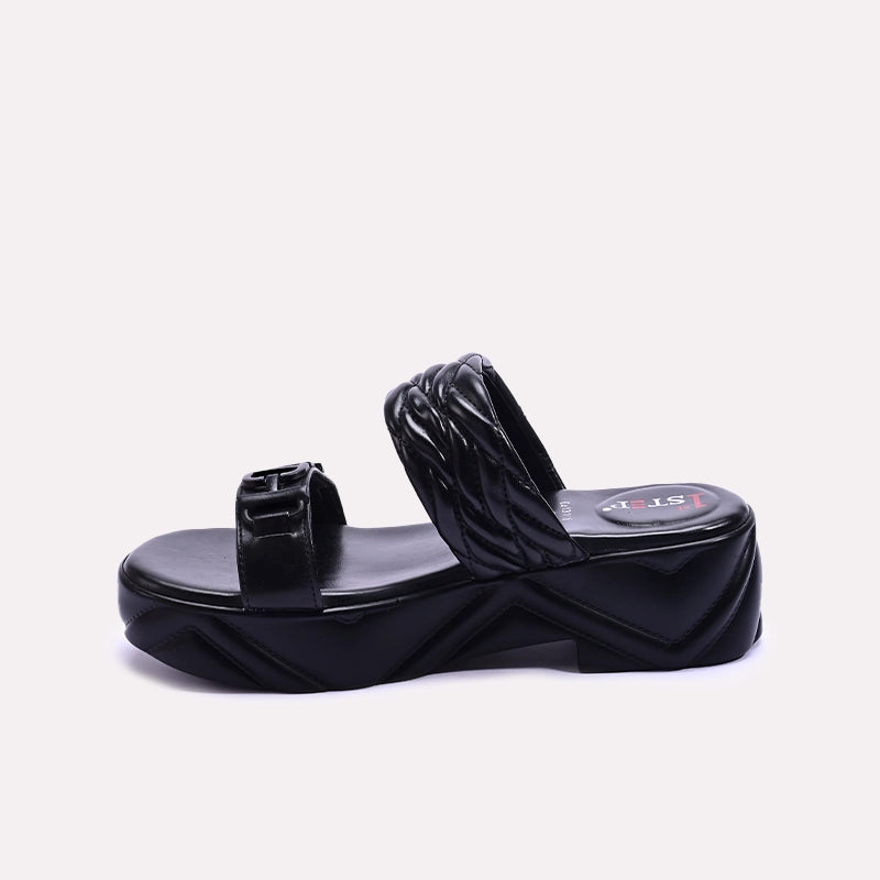 Black Chunky Casual Slippers 0413151