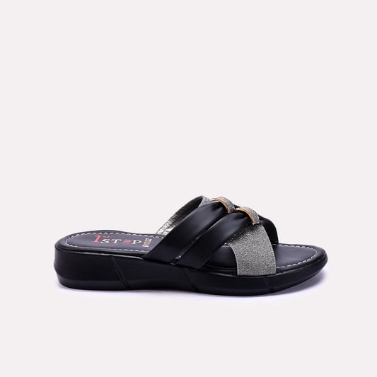 Womens Black Comfy Casual Slippers