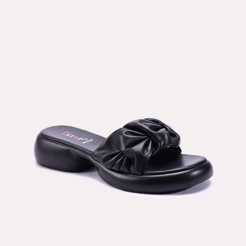 Black Comfy Chunky Casual Slippers