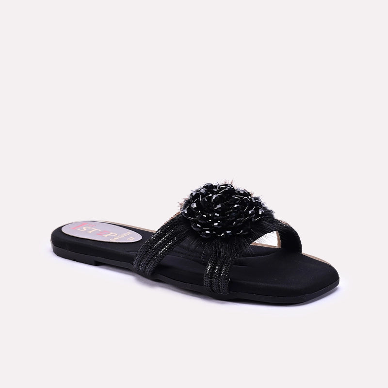 Black Fancy Flat Slippers 0413004 – 1st Step Shoes Bags