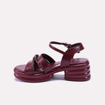 Maroon Chunky Heel Casual Sandals for Women