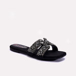 Womens Black Fancy Flat Slippers 0412985