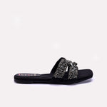 Womens Black Fancy Flat Slippers 0412985