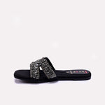 Womens Black Fancy Flat Slippers 0412985
