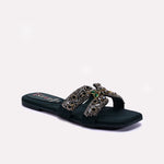 Womens Green Fancy Flat Slippers 0412985