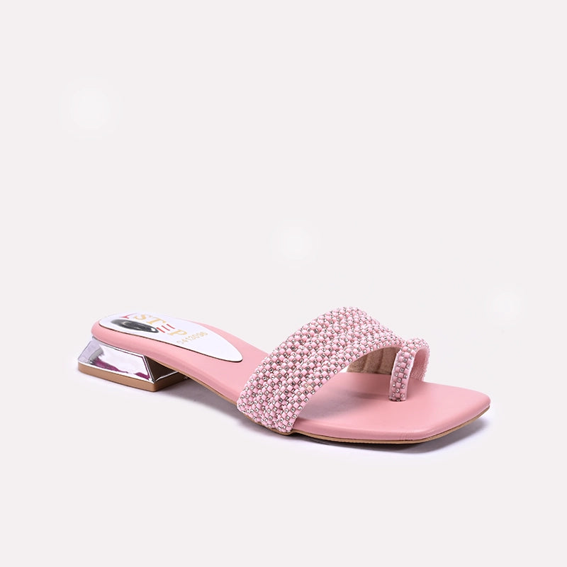 Womens Pink Fancy Flat Slippers 0413096