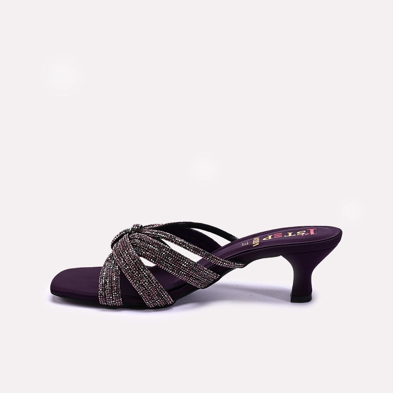 Womens Purple Fancy Heel Slippers 0413051