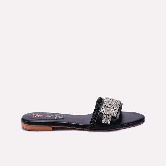 Black Fancy Flat Slippers 0412234
