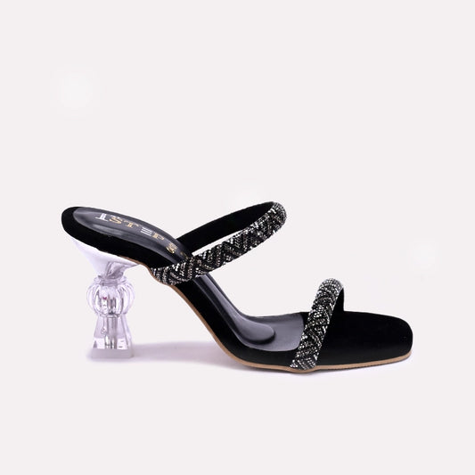 Black Fancy Heel Slippers 0413156