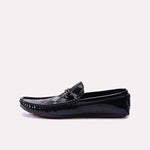 Black Glossy Pleaded Loafers for Men