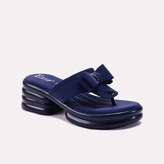 Blue Chunky Casual Slippers for Women 0413181