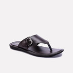 brown casual strap slides for men