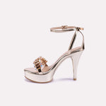 calista gold glossy bridal sandals for women