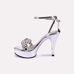calista silver glossy bridal sandals for women