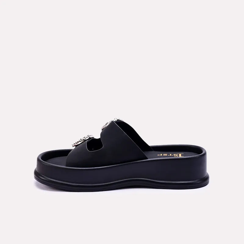 elena black platform slides for women
