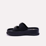elena black platform slides for women