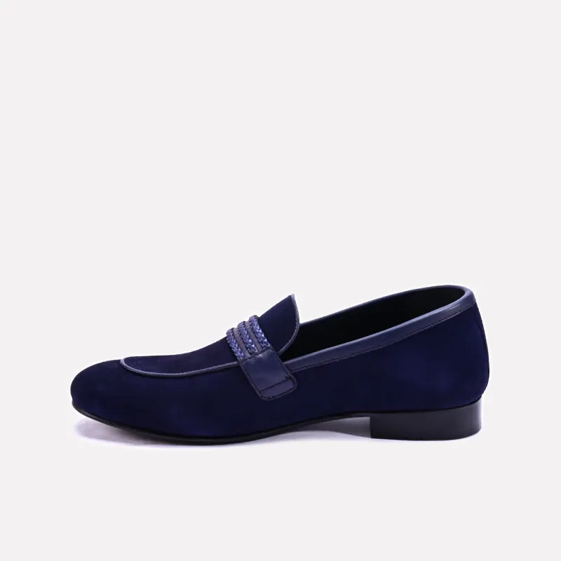 glenmore slip on blue velvet formal shoes for men