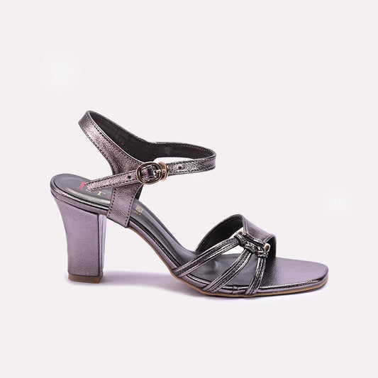 Womens Gray Heel Casual Sandals