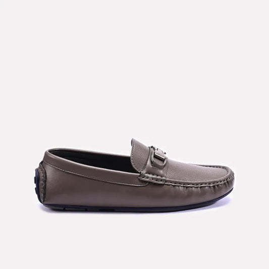 Gray Perforated Buckle Loafers 0130951