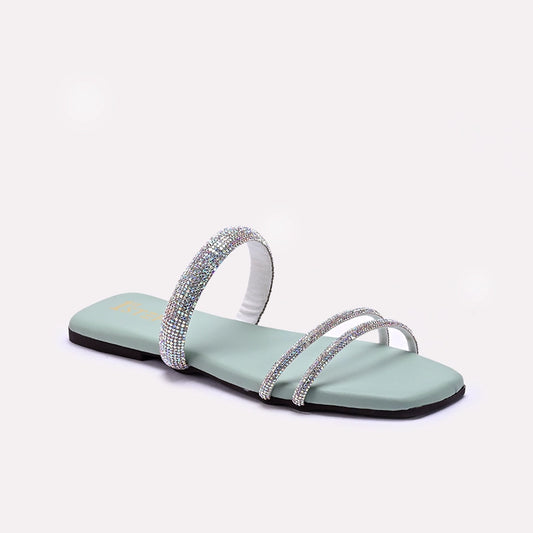 Green Fancy Flat Slippers