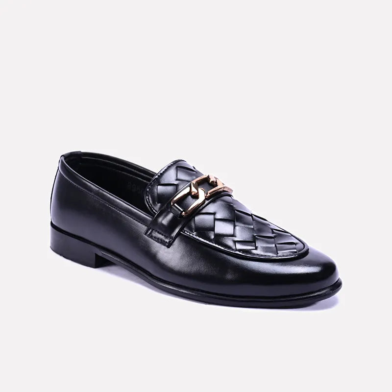 Harrington Black Woven Loafers Formal Shoes 0111126 – 1st Step