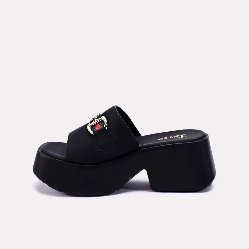 lipa black chunky casual slippers for women